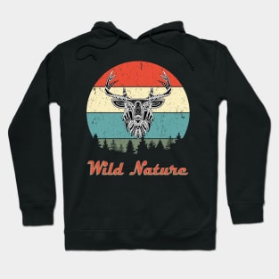 Wild Nature Deer White Abstract Sunset Hoodie